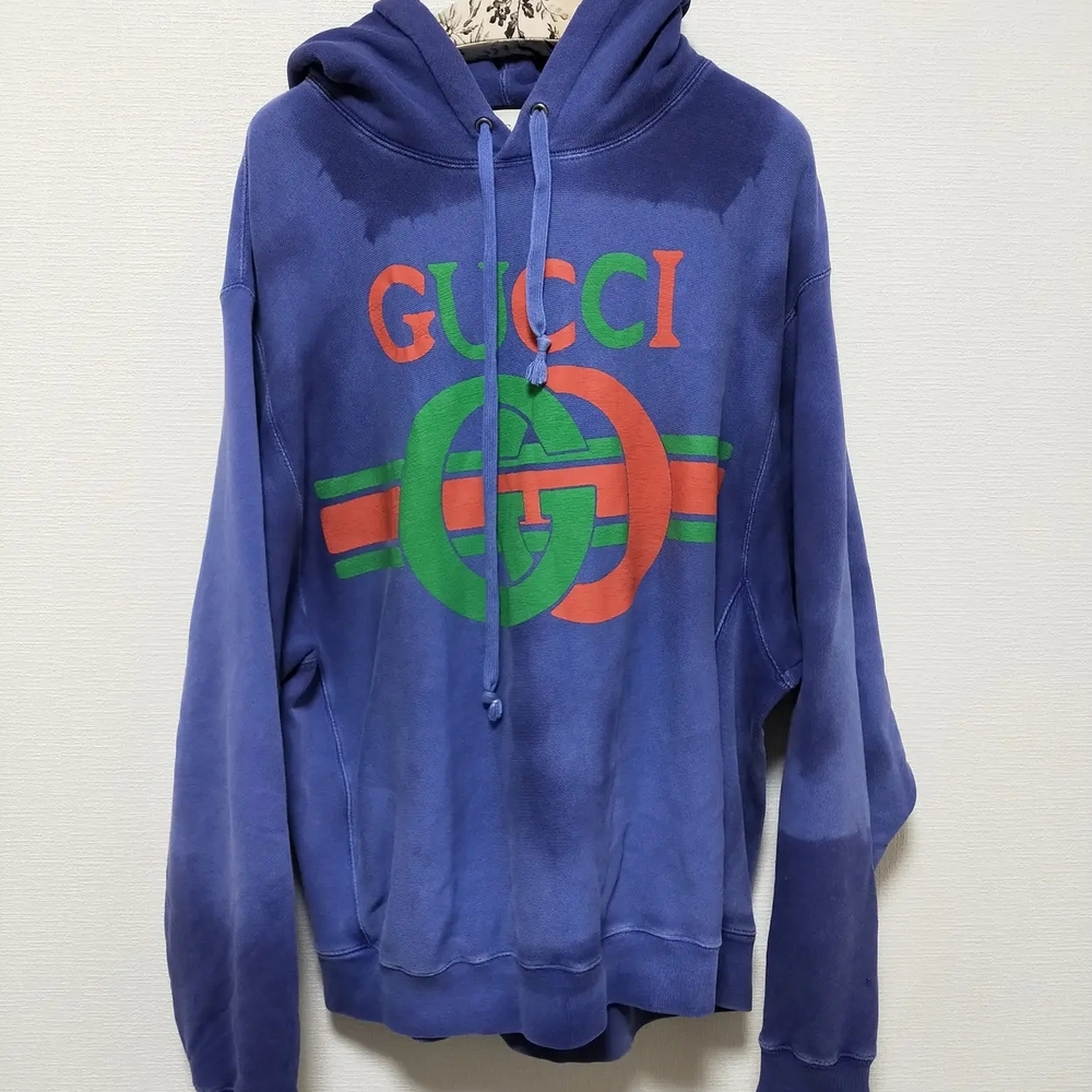 Gucci Multicolor Logo Blue Hoodie
